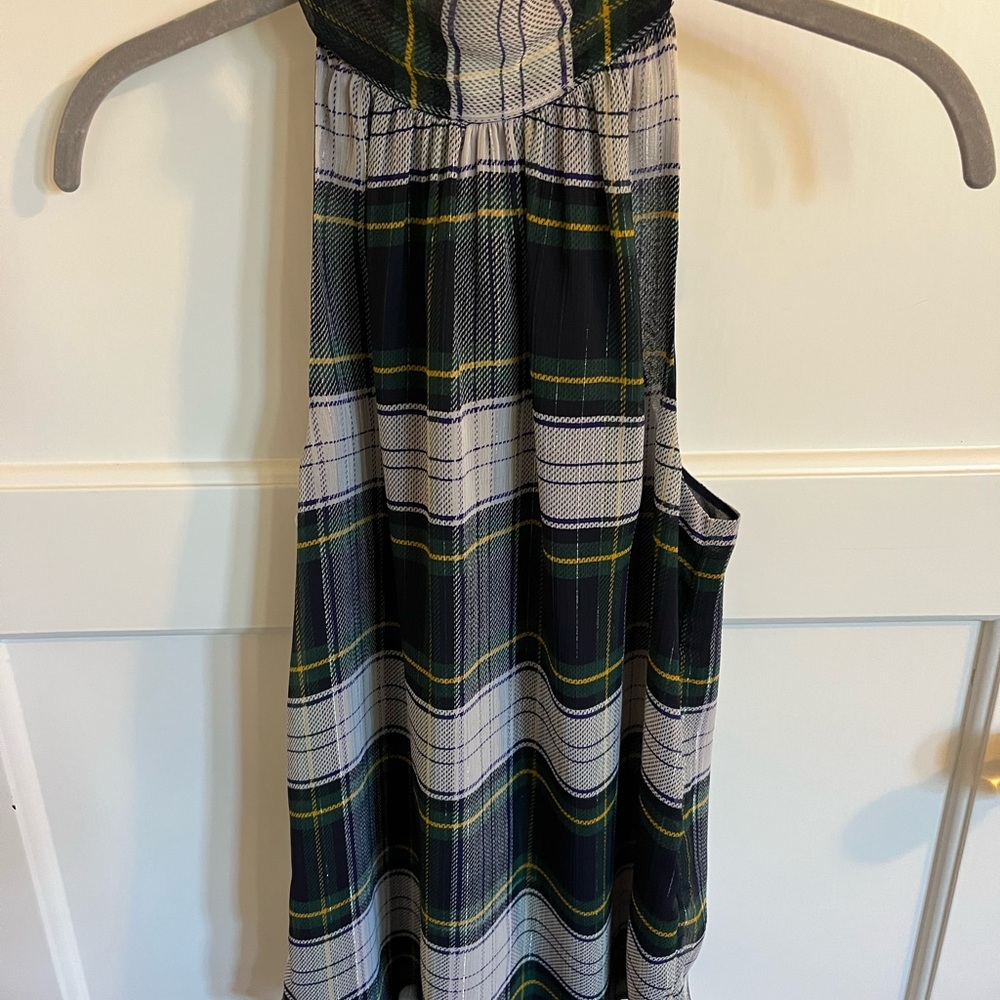 J. Crew Navy Plaid top with bow
